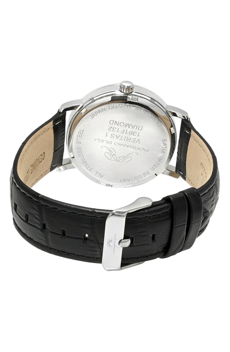 PORSAMO BLEU Veritas 1 Croc Embossed Leather Strap Watch, 40mm, Alternate, color, Silver