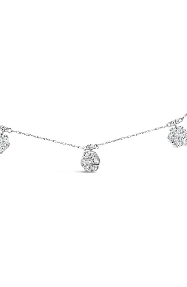 Haus of Brilliance 10K White Gold 3.0 Cttw Round-Cut Diamond 7 Stone Cluster Station Necklace, Alternate, color, White