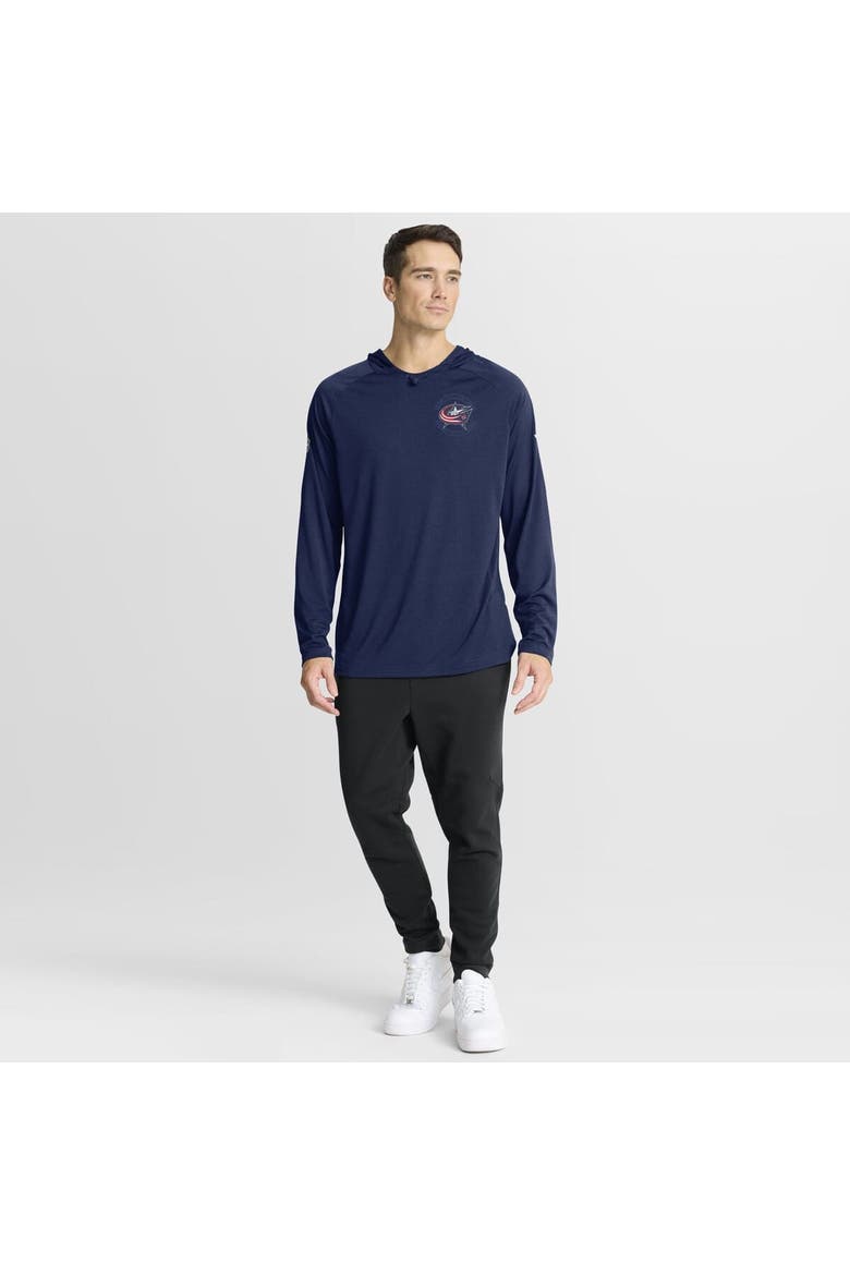 Men's Fanatics Navy Columbus Blue Jackets Authentic Pro Rink Raglan Hoodie, Alternate, color, Navy