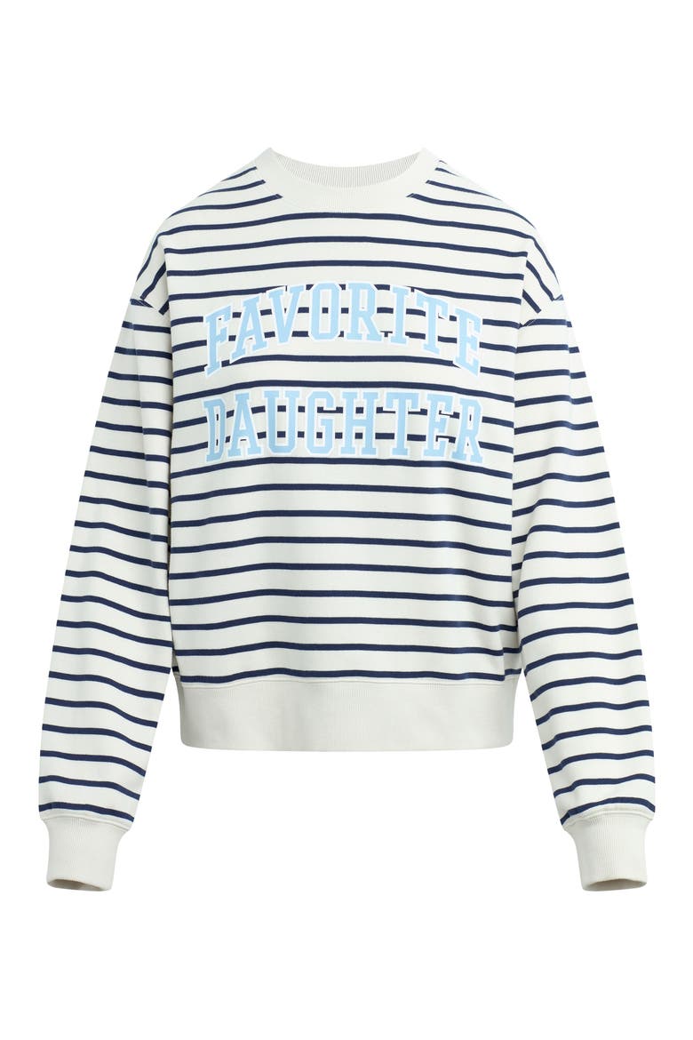 The Collegiate Classic Graphic Sweatshirt, Alternate, color, NAVY STRIPE/ SEA BLUE