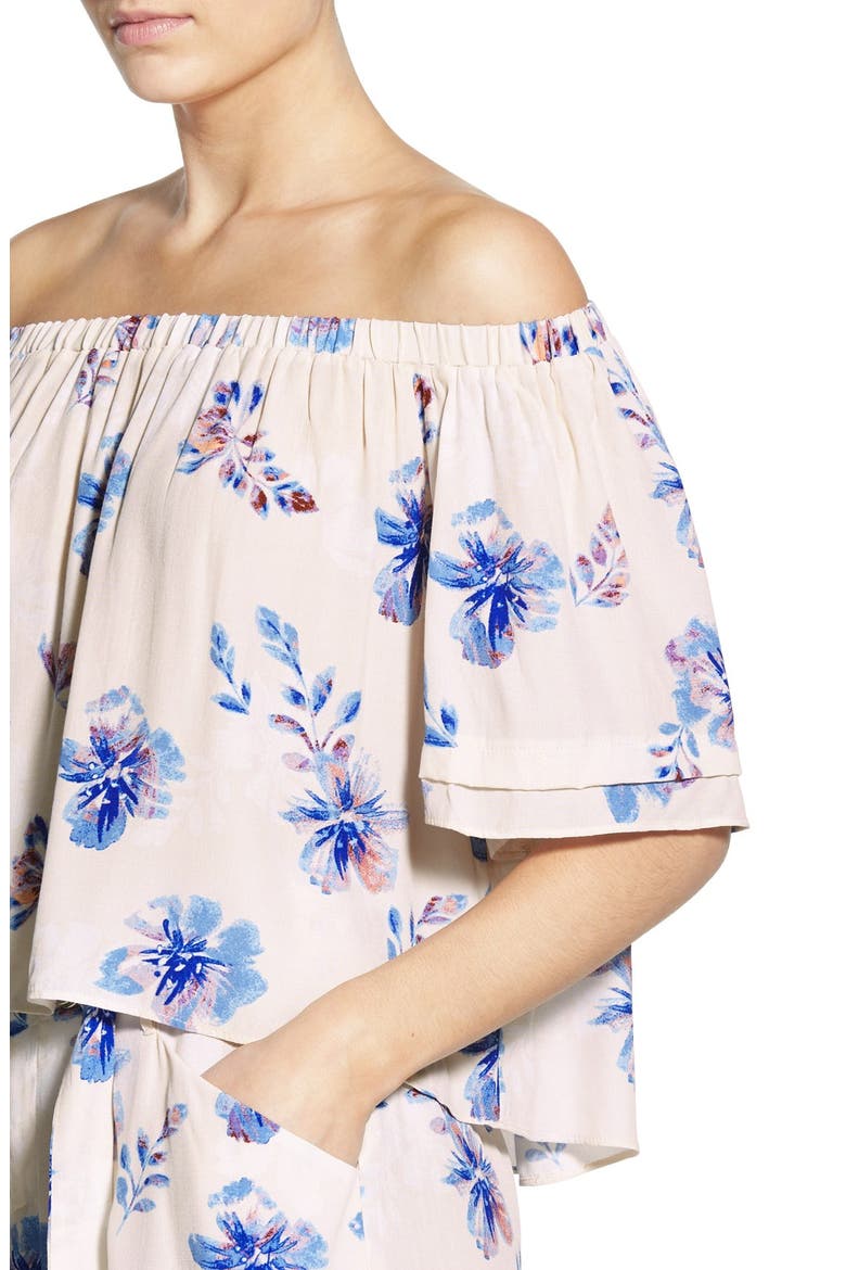 ASTR 'Savannah' Off the Shoulder Top, Alternate, color, PEACH MULTI FLORAL