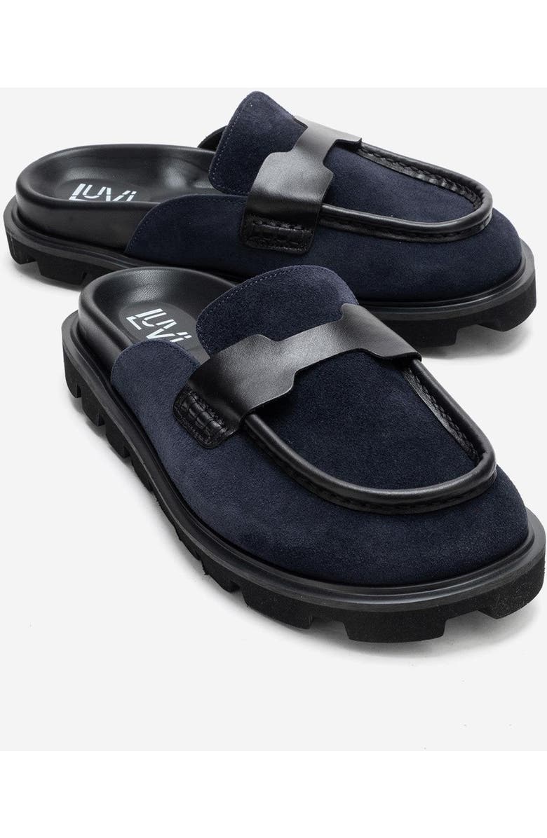 Forever & Always Shoes Vela Leather Slipper, Main, color, Navy Suede
