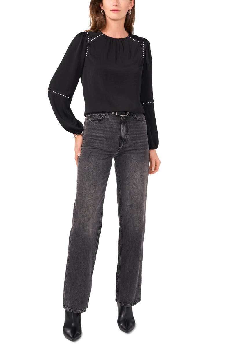 Vince Camuto Stud Detail Rumple Satin Top, Alternate, color,