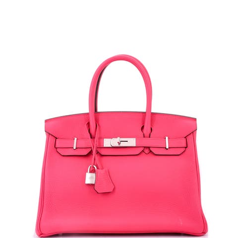 Birkin Handbag Pink Clemence with Palladium Hardware 30