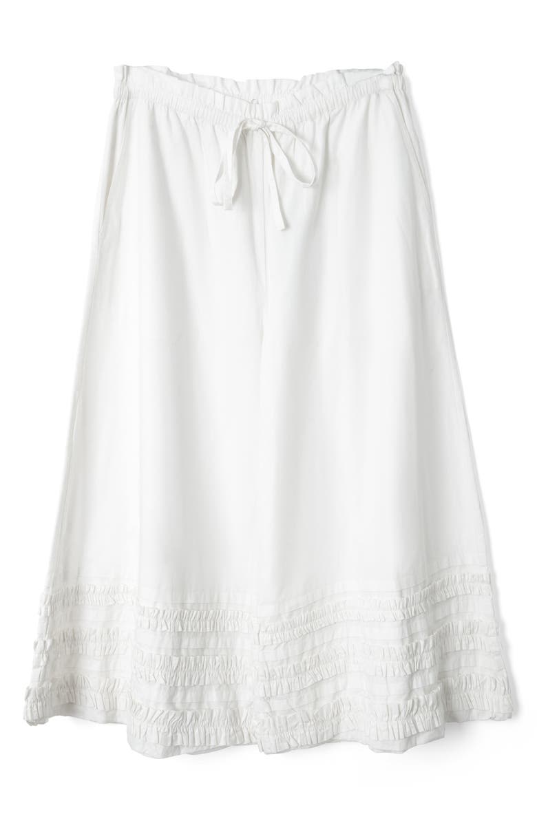Damson Madder Florintina Ruffle Bloomers Crop Wide Leg Pants, Alternate, color, White