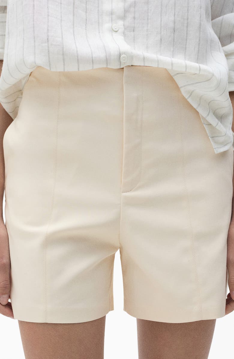 MANGO High Waist Cotton Shorts, Alternate, color, Ecru