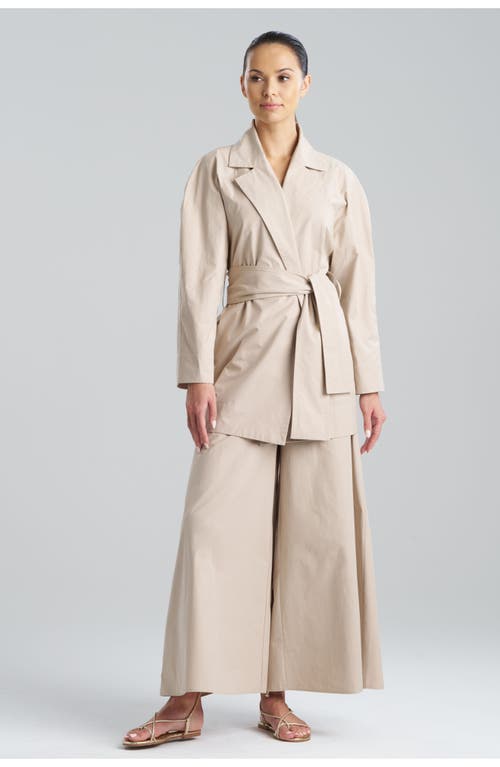 Natori Tech Cotton Taffeta Trench Coat In Beige