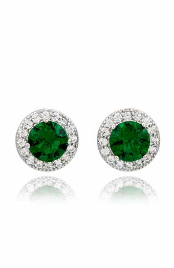 CZ Halo Stud Earrings