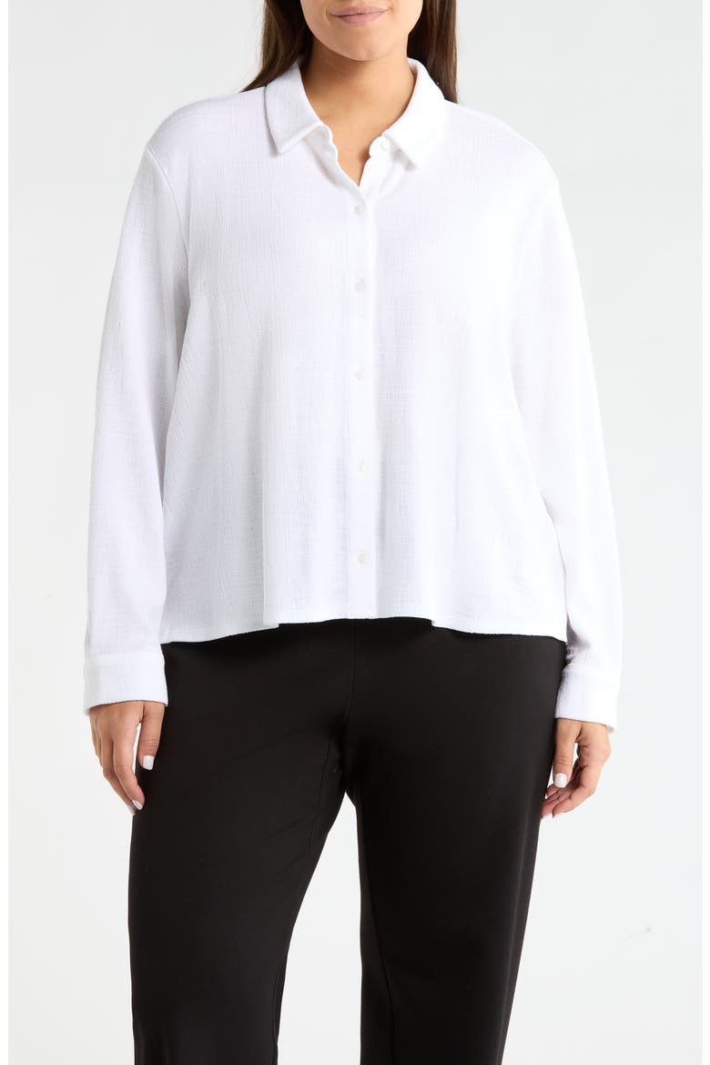 Classic Collar Crop Button-Up Shirt, Main, color, WHITE