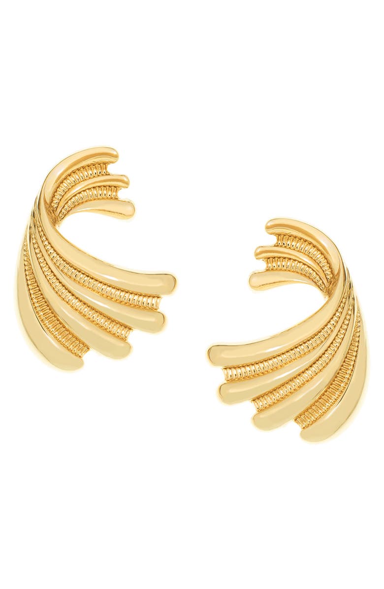 MARLYN SCHIFF Victoria Etched Wave Earrings, Main, color, Gold