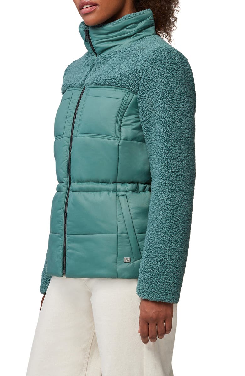 Soia & Kyo Izzie Faux Shearling Detail Puffer Coat, Alternate, color, Spruce