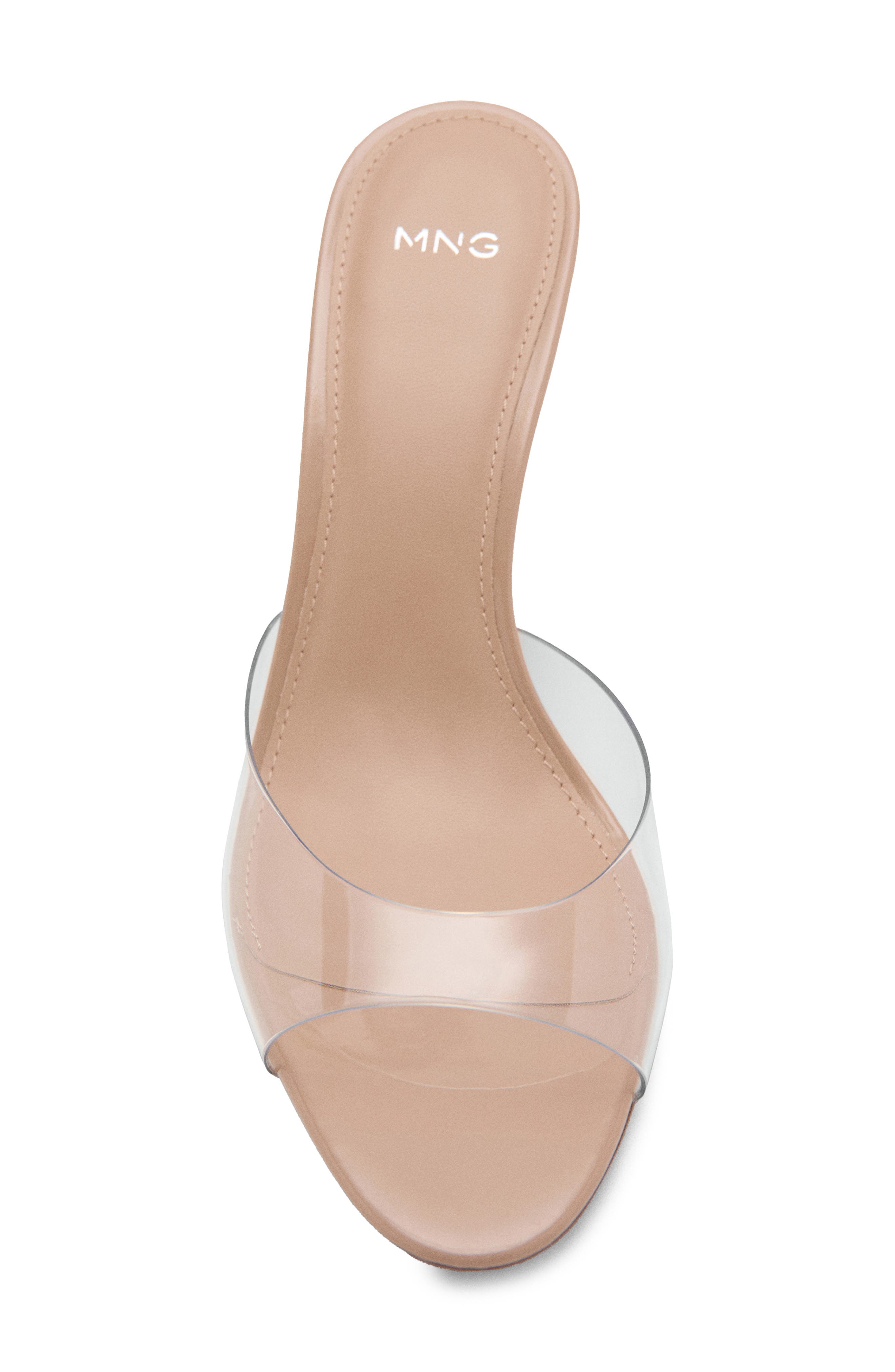 MANGO Transparent Strap Slide Sandal, Alternate, color, Beige