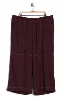 Adrianna Papell Crinkled Topstitched Pants