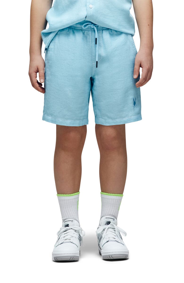 Psycho Bunny Kids' Windcrest Linen & Cotton Blend Shorts, Alternate, color, Milky Blue