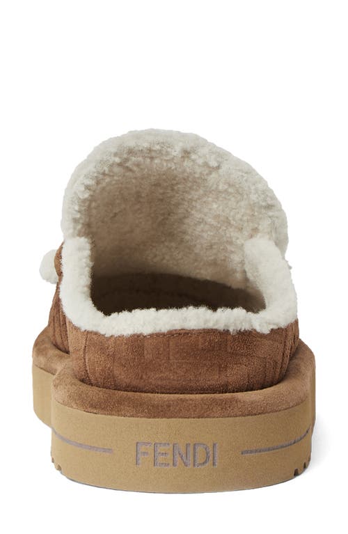 Fendi Après Chic Ff Logo Genuine Shearling Lined Clog In Brown