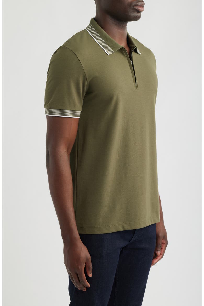 Paras Quarter Zip Cotton Polo, Alternate, color, OLIVE GREEN
