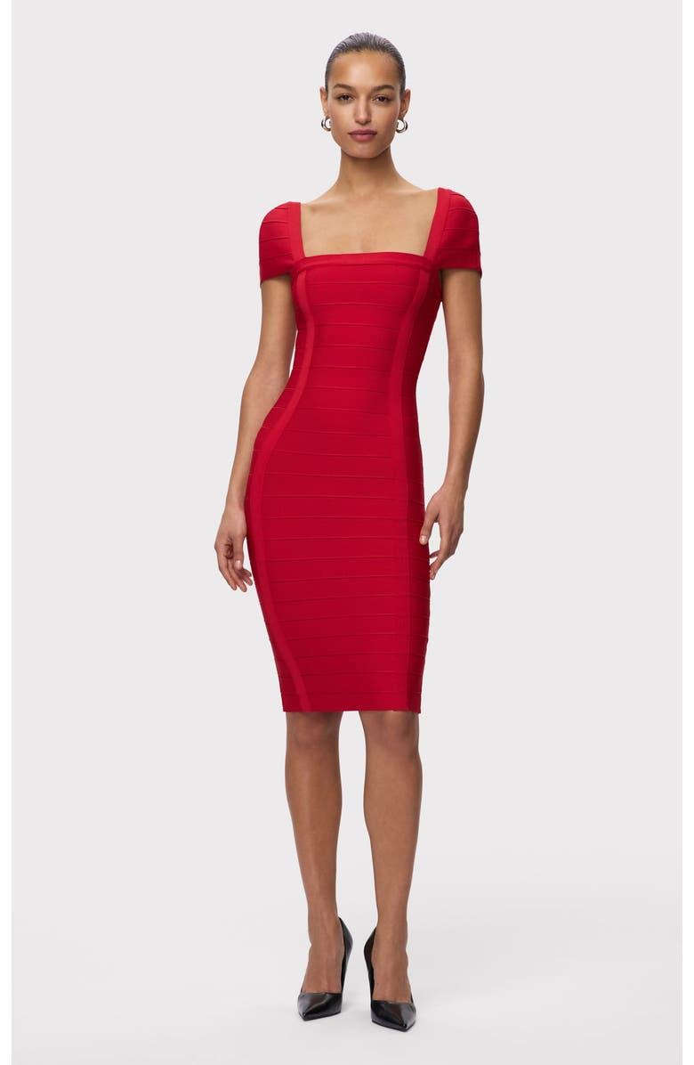 Herve Leger The Premiere Dress, Main, color, Chili