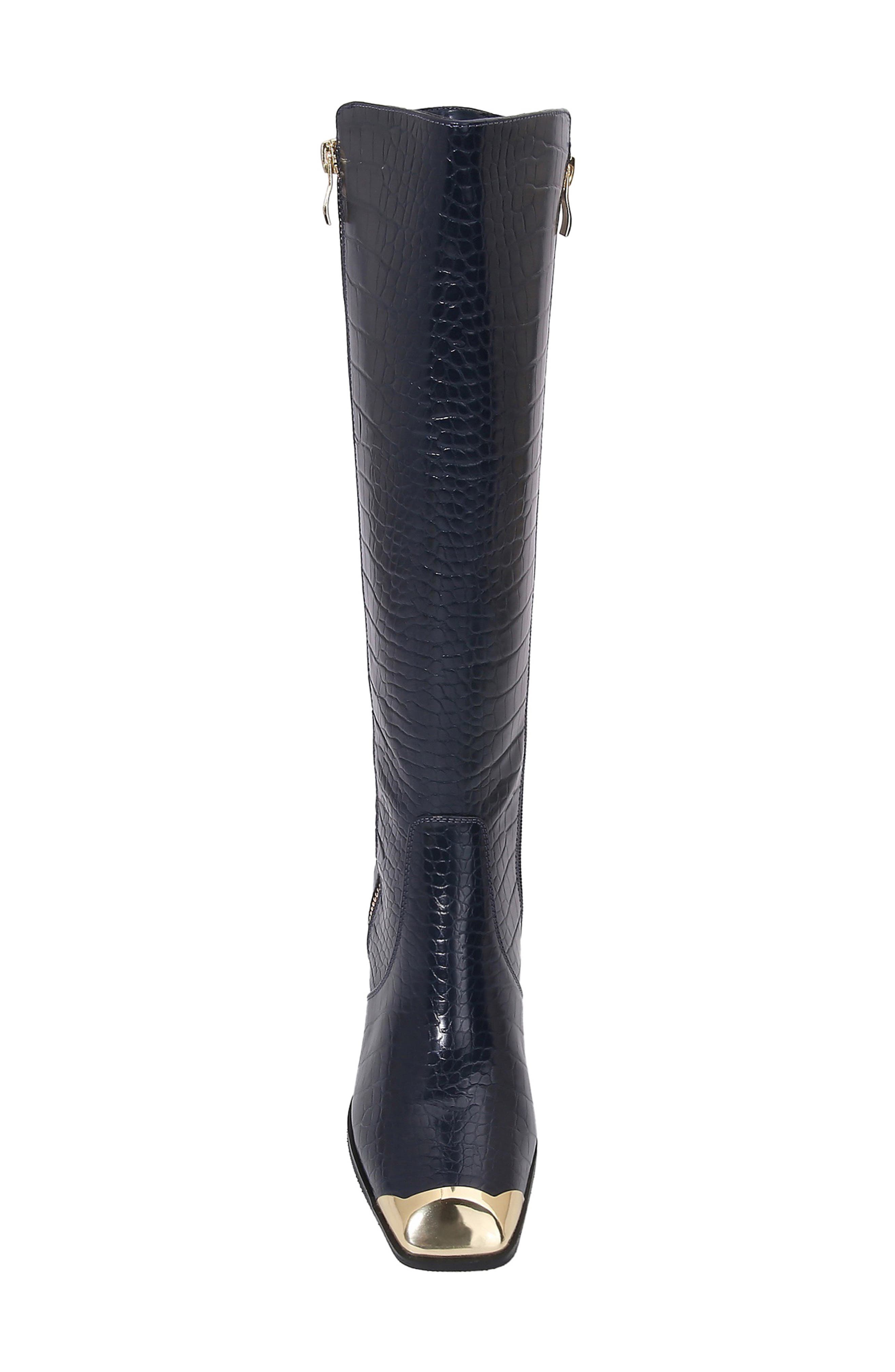 Lux Block Heel Knee High Boot, Alternate, color, NAVY