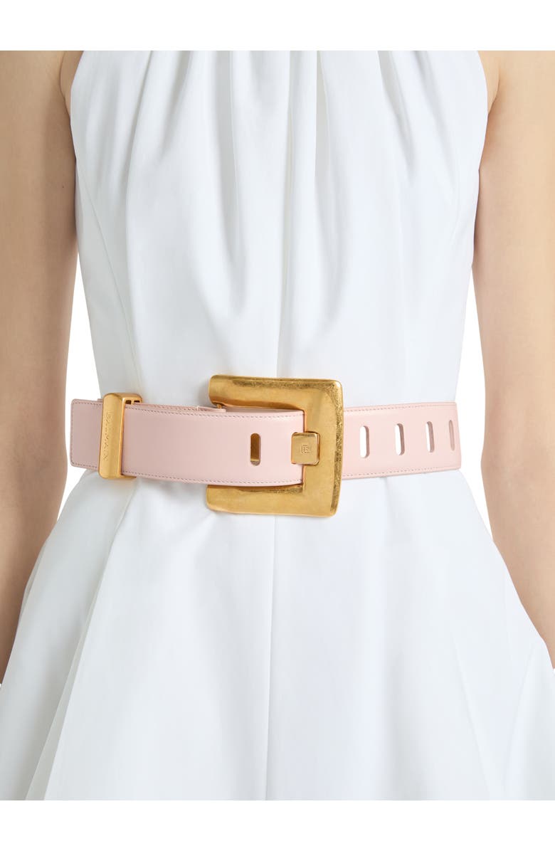 Balmain Anthem smooth leather belt, Alternate, color, Pink