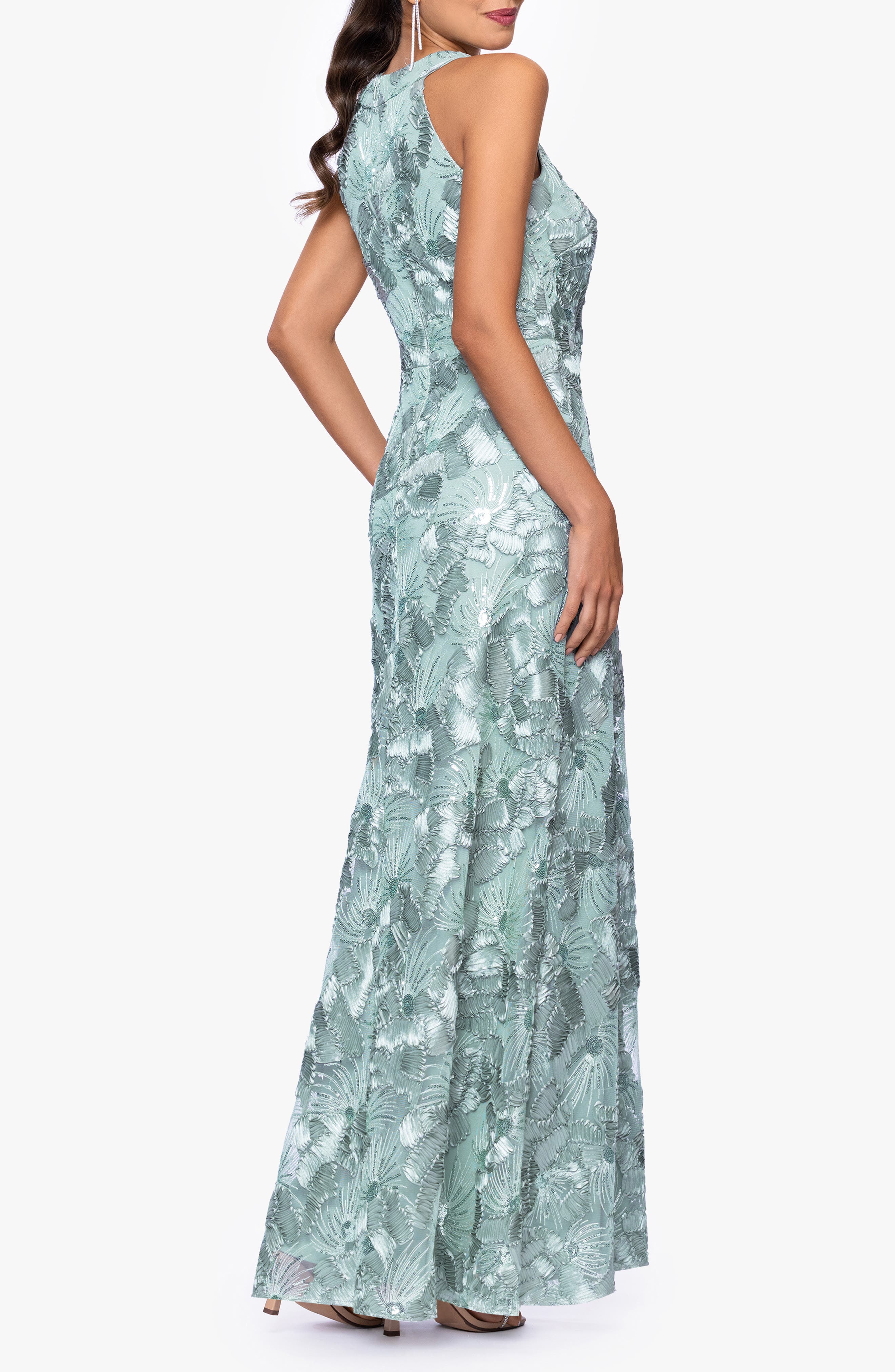 Sequin Floral Sleeveless Gown - image 4