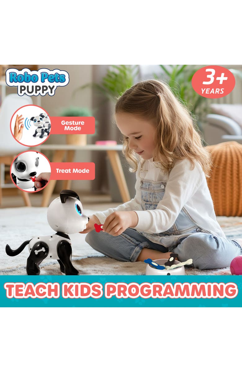 Power Your Fun Robo Pets Puppy STEM Educational Robotic Toy, Alternate, color, Black, White