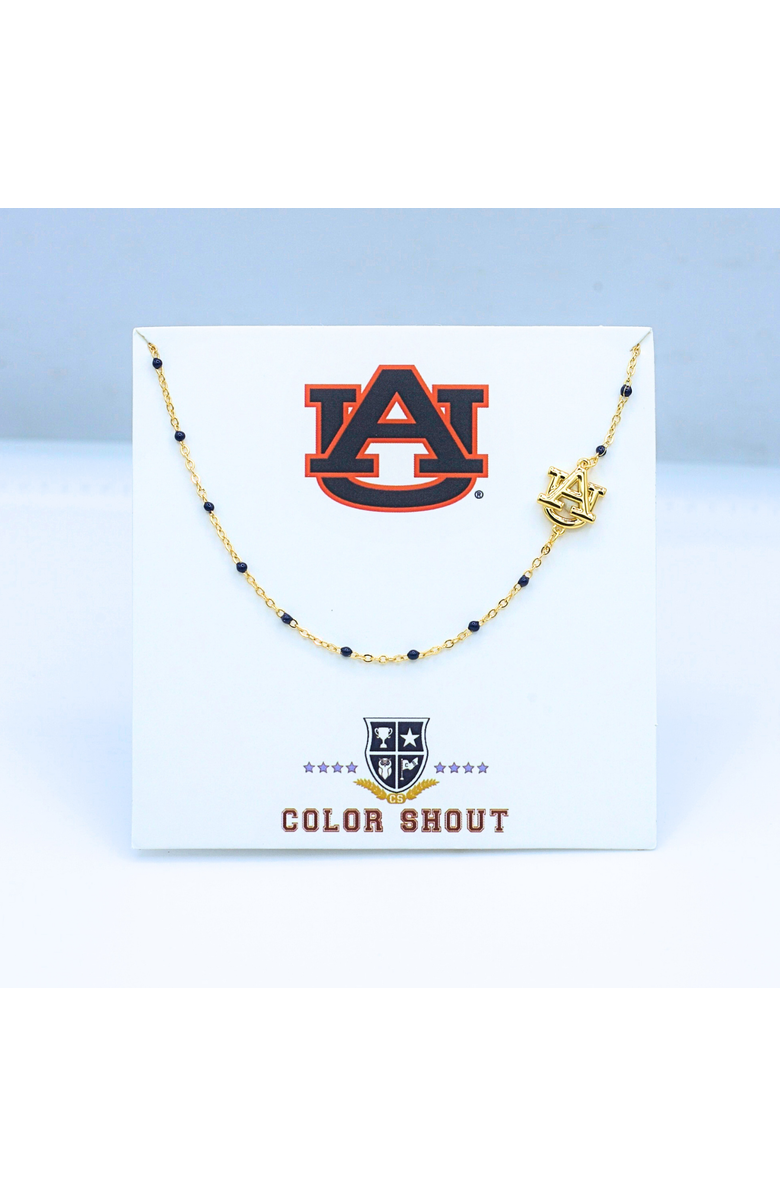 Color Shout Auburn University Side Necklace, Alternate, color, Yellow Gold