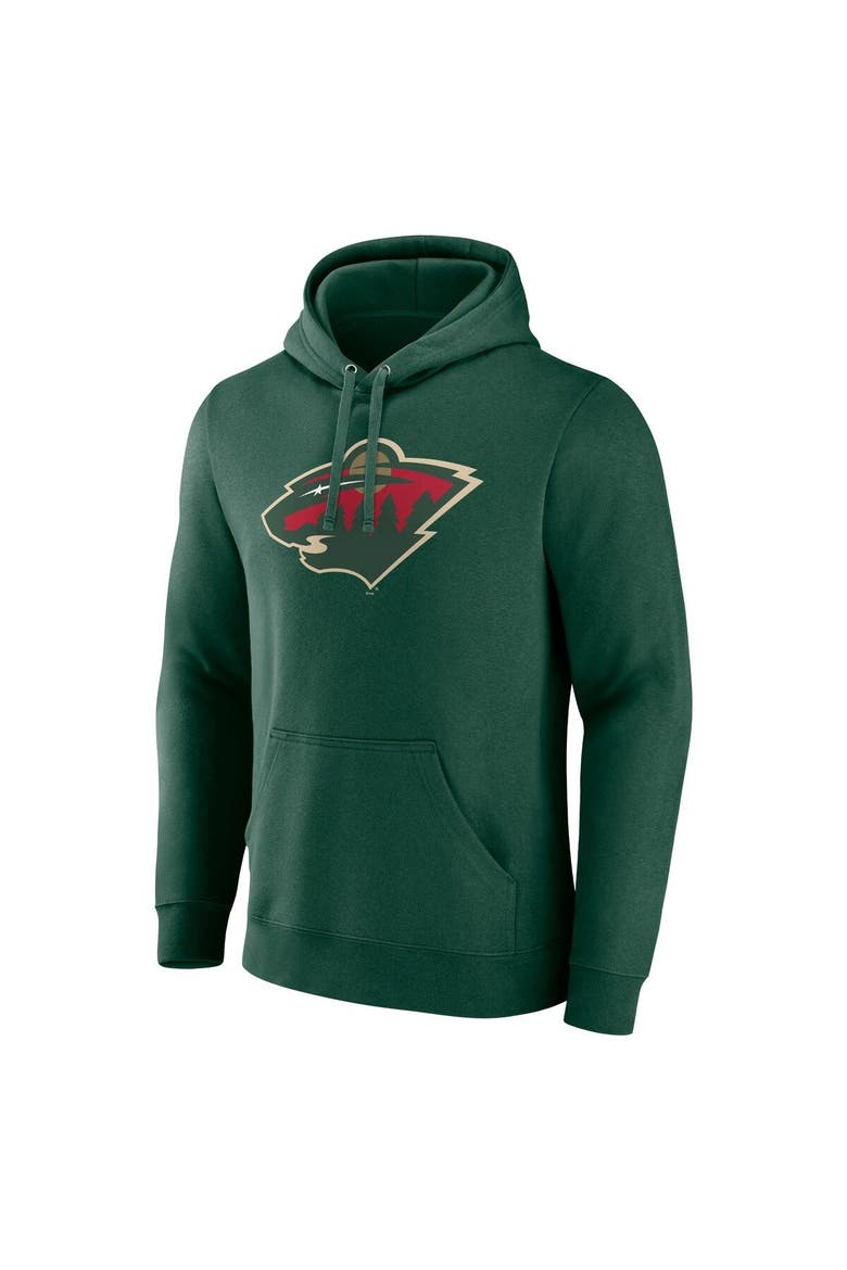 Men's Fanatics Branded Green Minnesota Wild Primary Logo Pullover Hoodie, Alternate, color, Green
