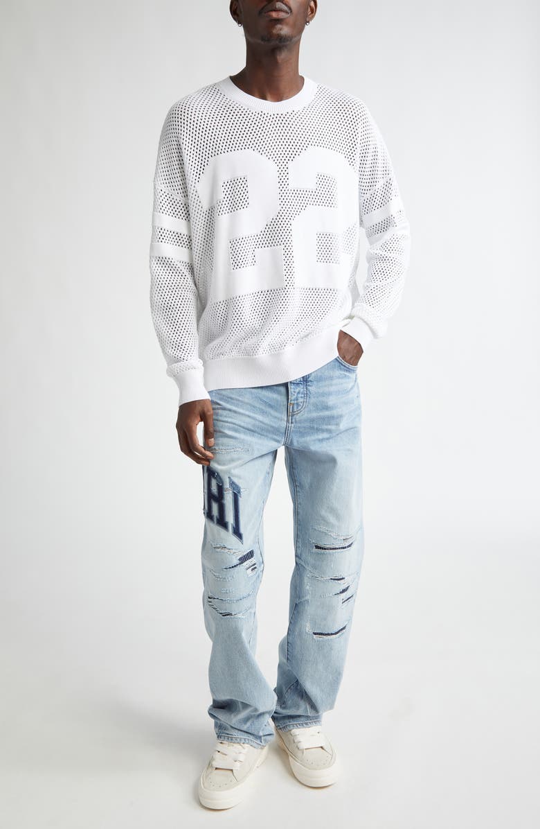 AMIRI 22 Crew Open Stitch Sweater, Alternate, color, White