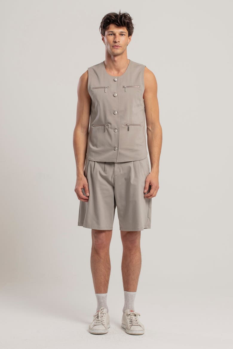 Cotton Woven Vest With Zip Detail, Alternate, color, BEIGE