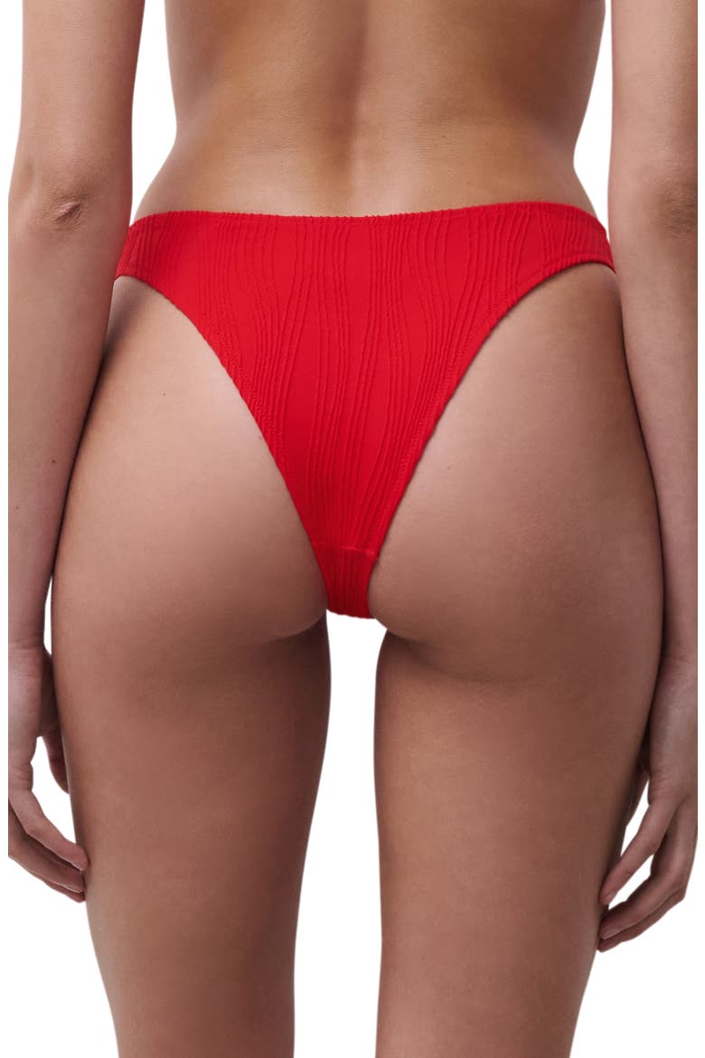 Jacquard Tanga Bikini Bottoms, Alternate, color, CHERRY RED