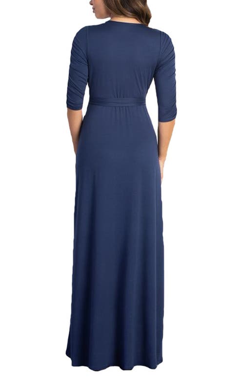 Kiyonna Meadow Dream Maxi Wrap Dress In Nouveau Navy