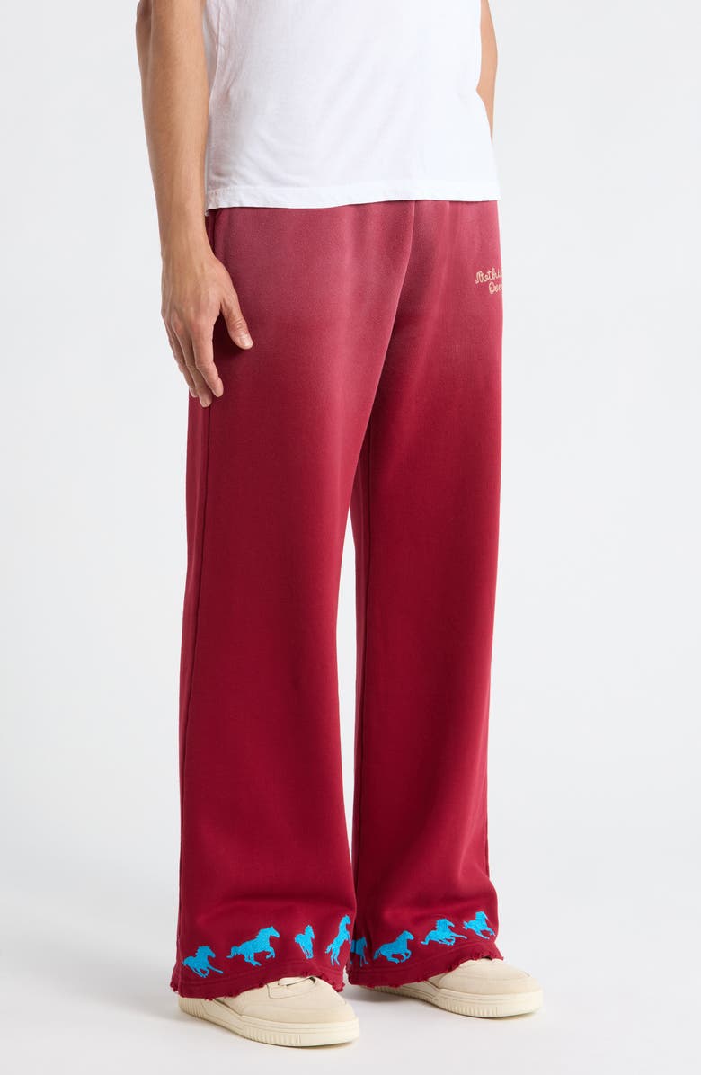 N.G.O. Running Horse Wide Leg Cotton Fleece Sweatpants, Alternate, color, Maroon