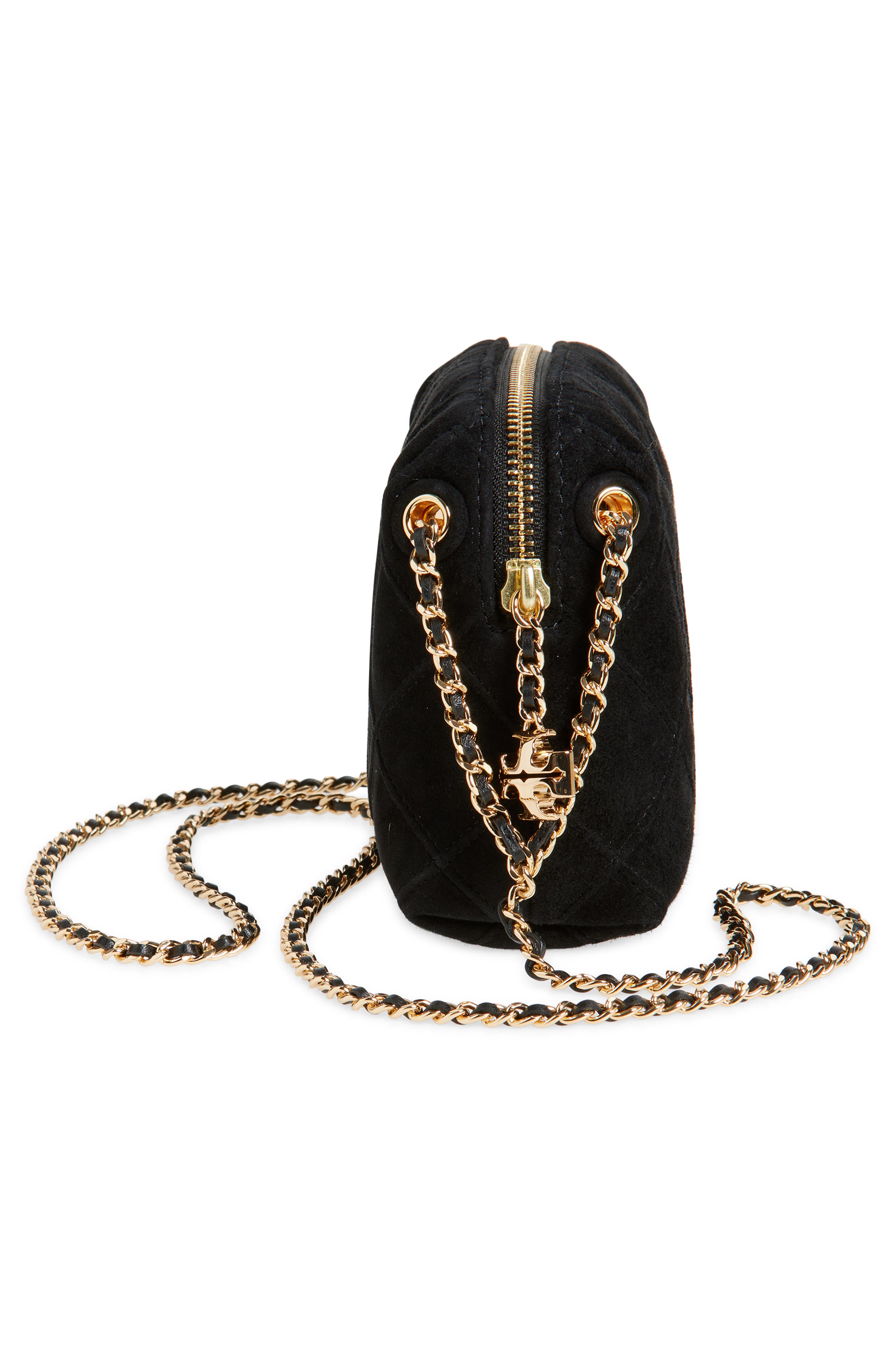 Tory Burch Fleming Soft Suede Crossbody Bag, Alternate, color, Black