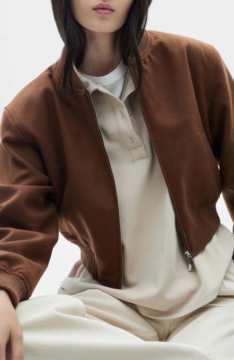 MANGO Wool Blend Bomber Jacket, Alternate, color,