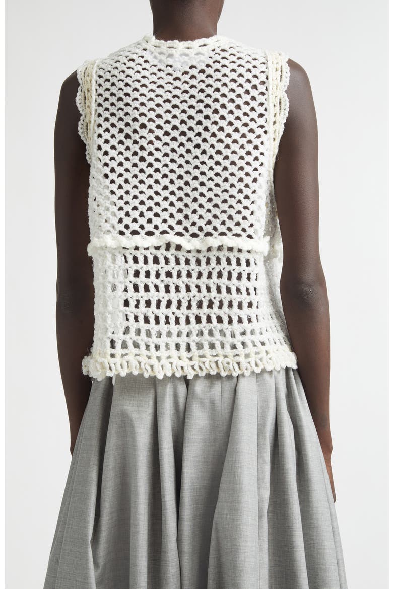 Crop Crochet Flower Mesh Tank, Alternate, color, OFF WHITE