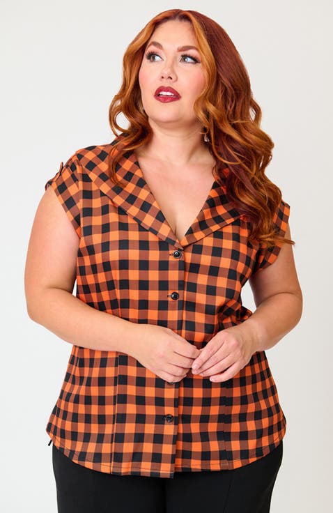 Plus Size 1960s Twill Sleeveless Blouse