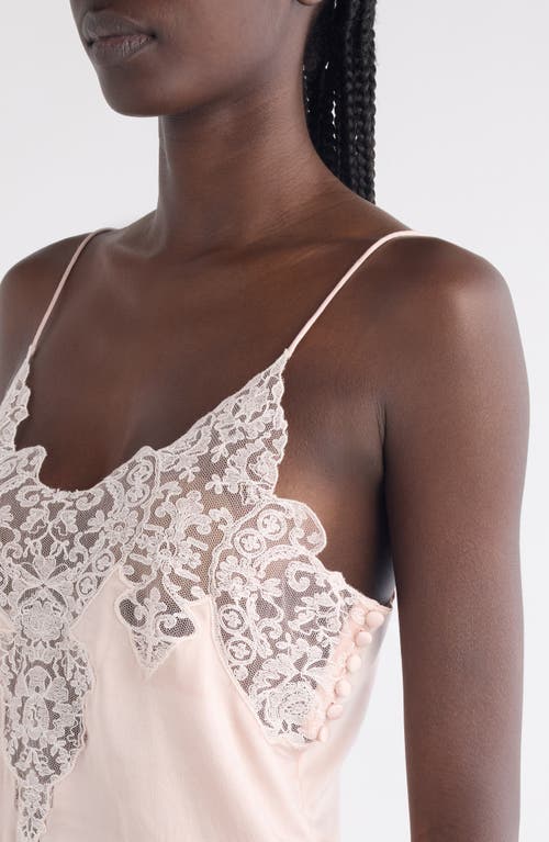 Chloé Washed Silk Satin & Lace Camisole In Green