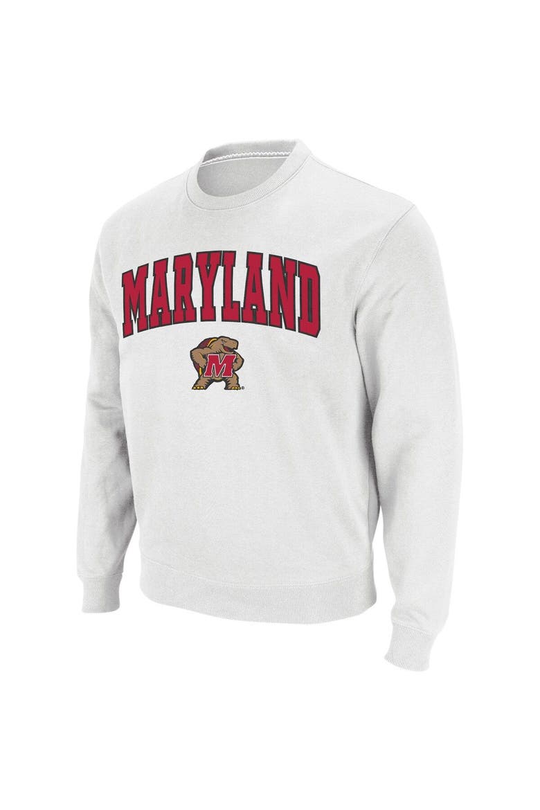 Men's Colosseum White Maryland Terrapins Arch & Logo Crew Neck Sweatshirt, Alternate, color, White