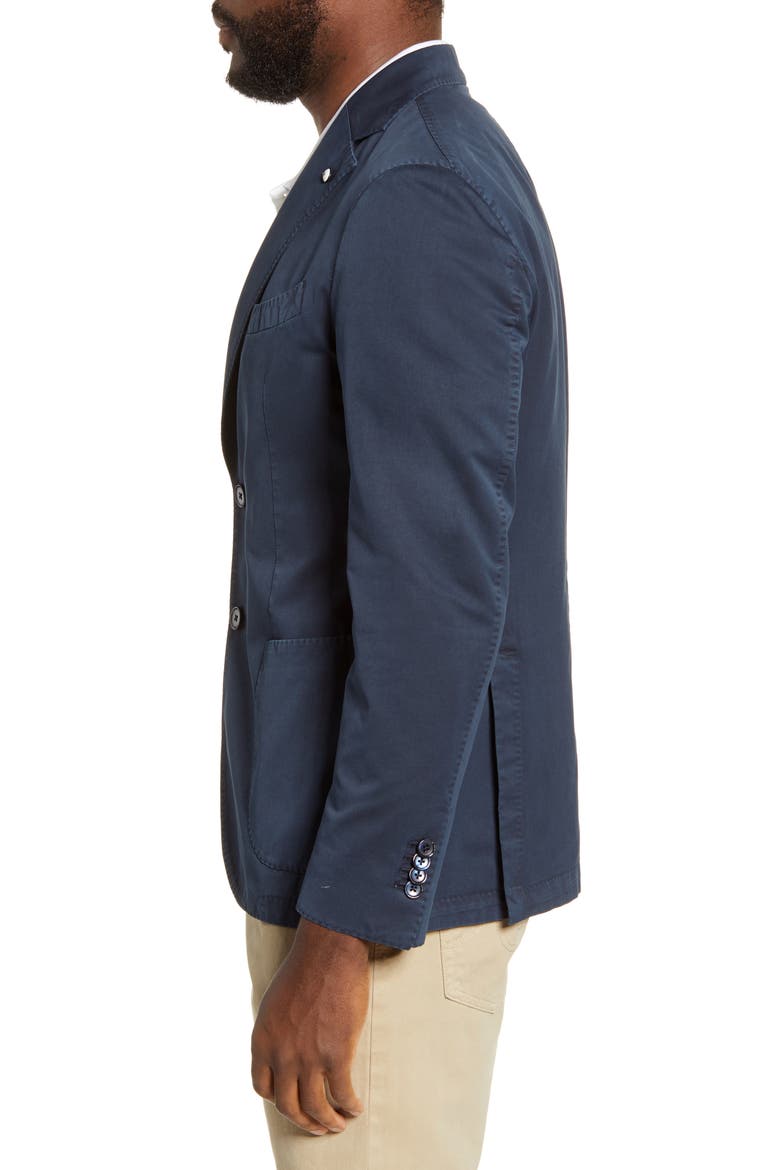 Trim Fit Cotton & Silk Sport Coat, Alternate, color, NAVY
