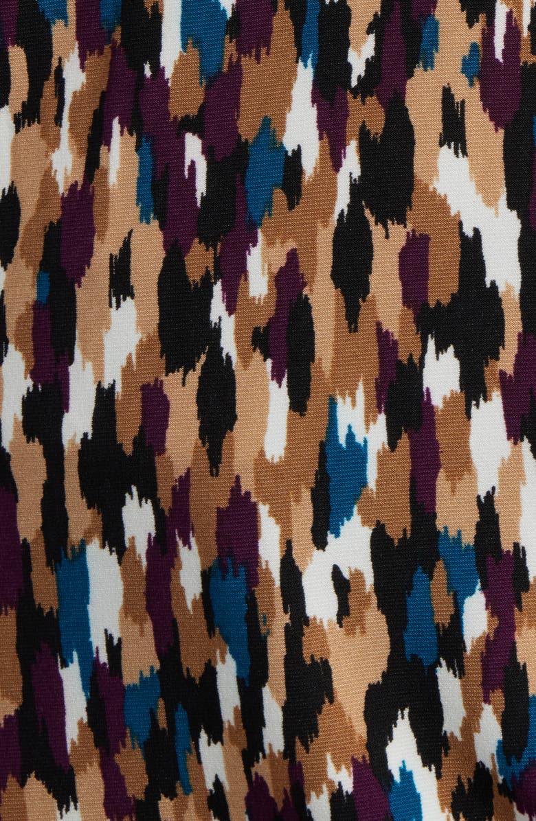 AK ANNE KLEIN Woodblock Print V-Neck Top, Alternate, color, Anne Black Multi