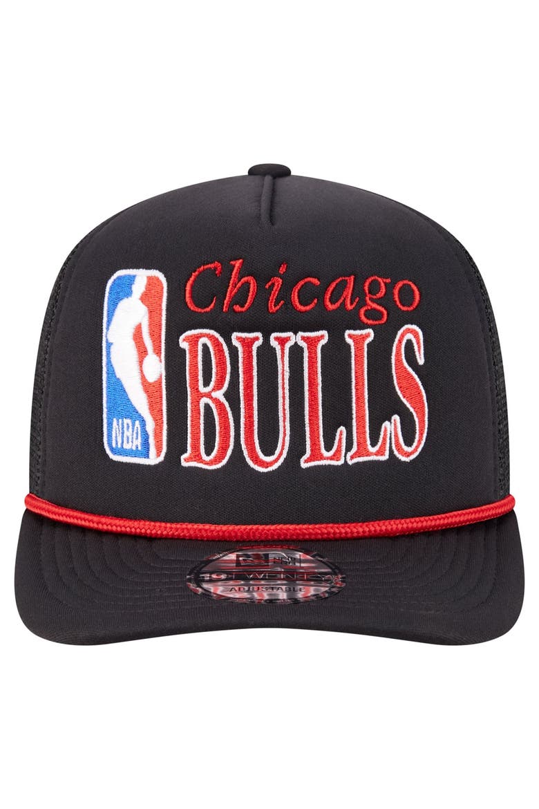 Men's New Era  Black Chicago Bulls Team Logo Foam Front 19TWENTY A-Frame Trucker Adjustable Hat, Alternate, color, Black