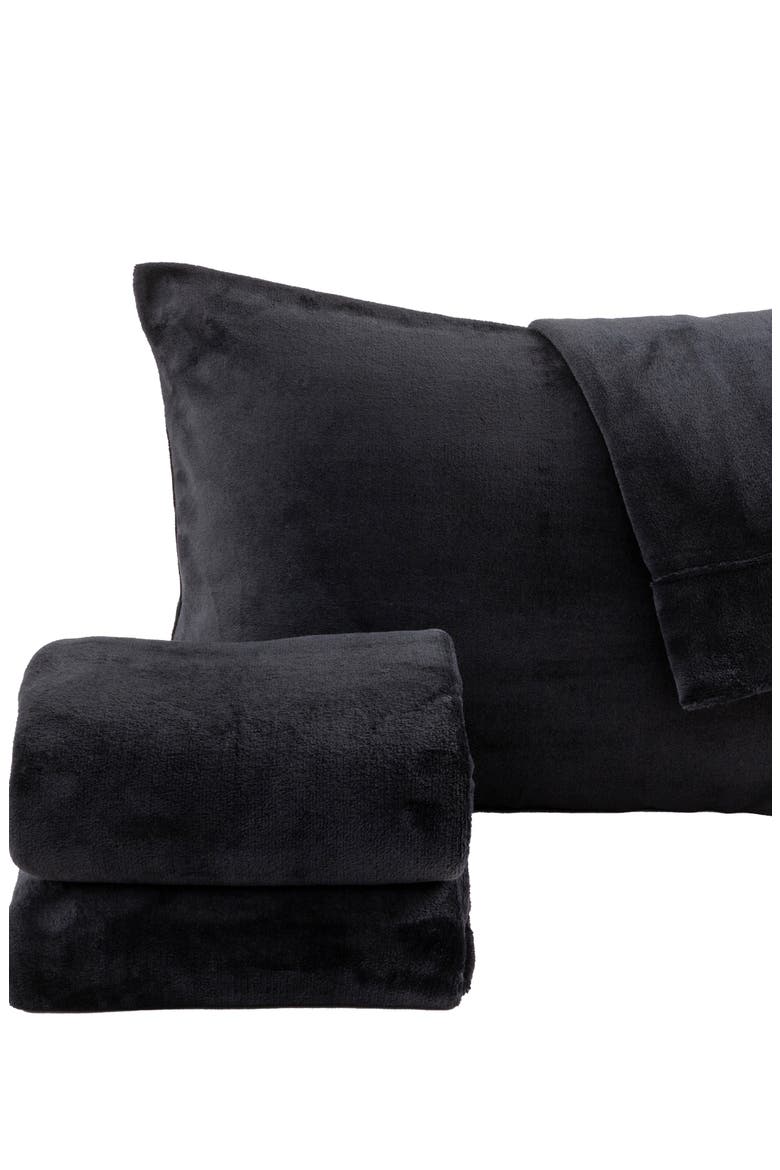 Solid Plush Velour Sheet Set, Alternate, color, BLACK