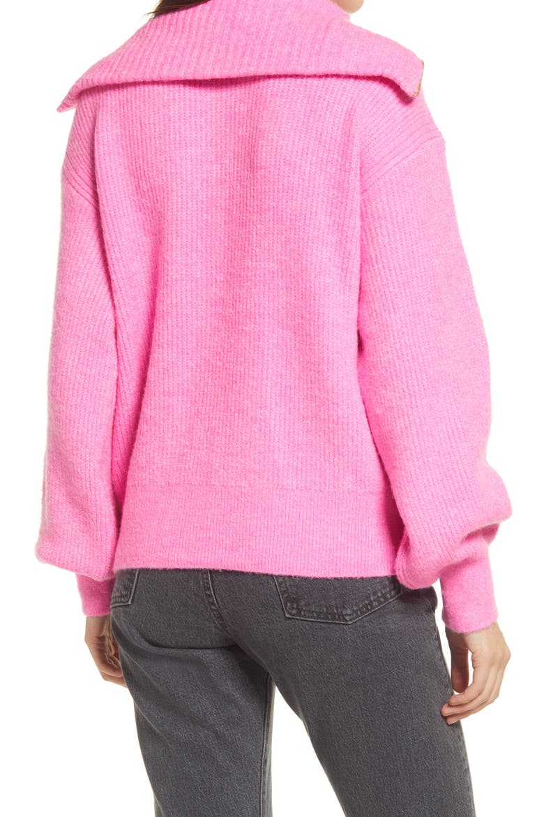Half Zip Sweater, Alternate, color, BRIGHT PINK