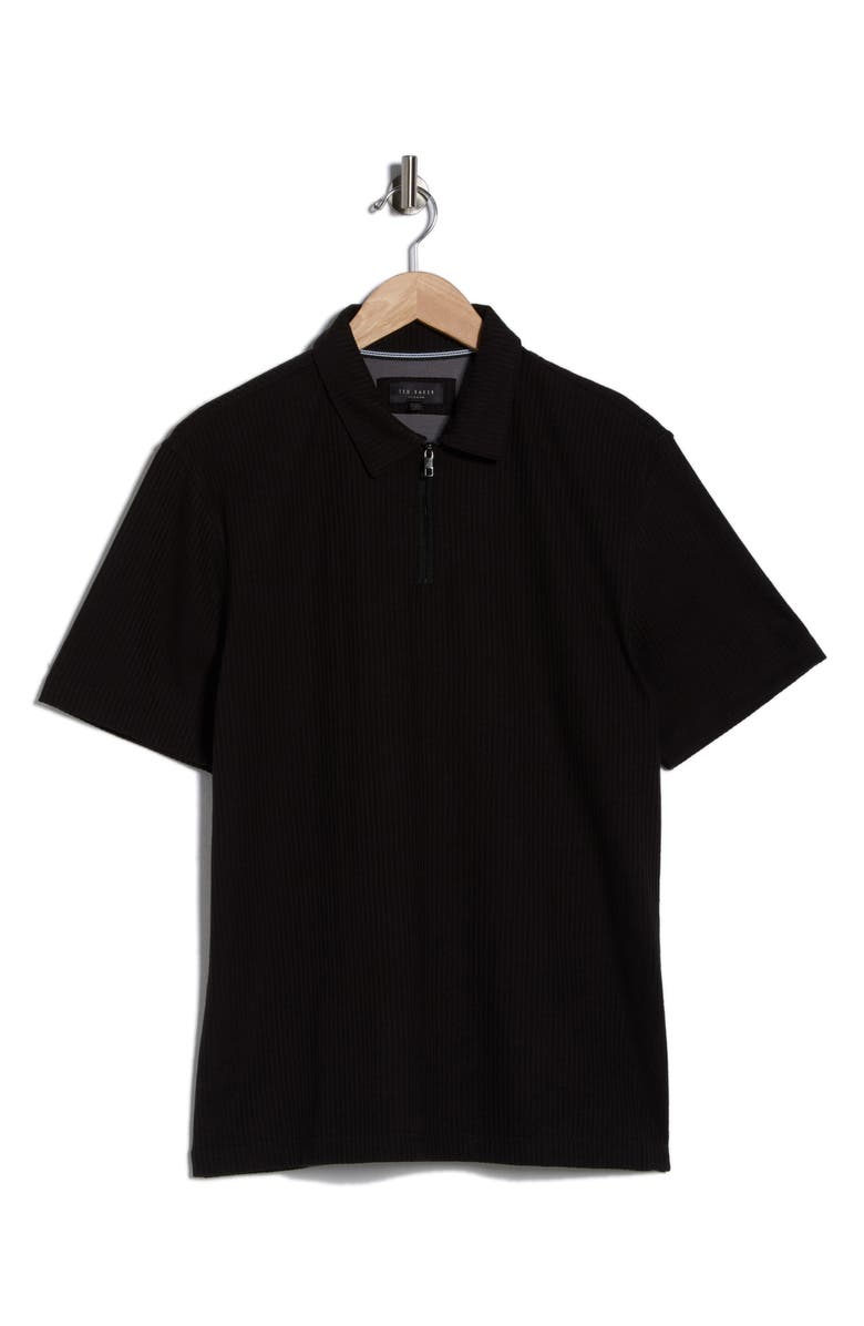 Ted Baker Quarter Zip Knit Polo, Alternate, color, Black Beauty