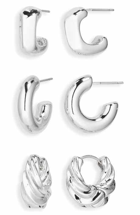 NORDSTROM RACK Set of 3 Sculpted Hoop Earrings