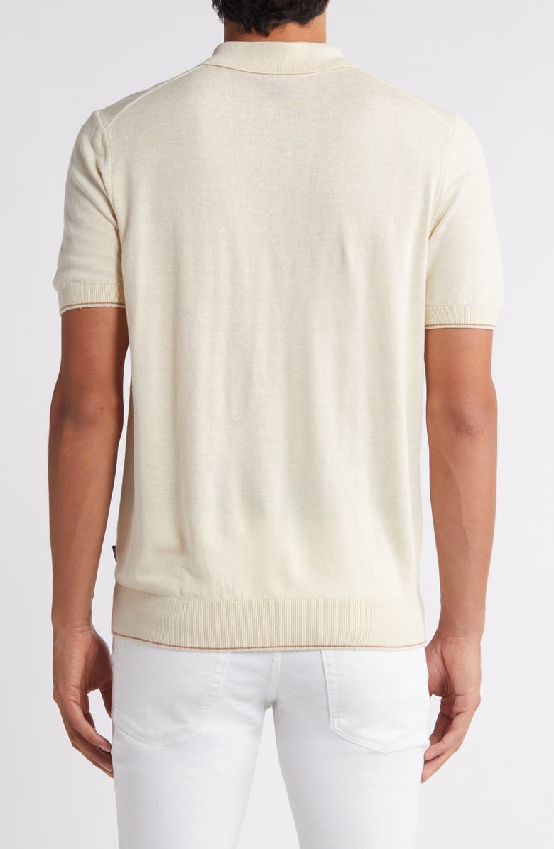 BOSS Trieste Linen Blend Zip Polo Sweater, Alternate, color, 