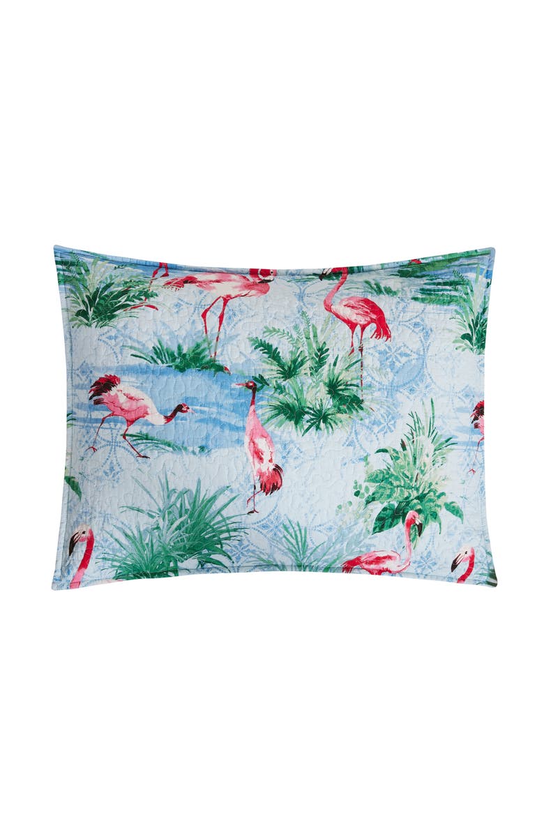 Paradise Coast Flamingo Cotton Quilt Set  - Reversible and Machine Washable, Alternate, color, Blue