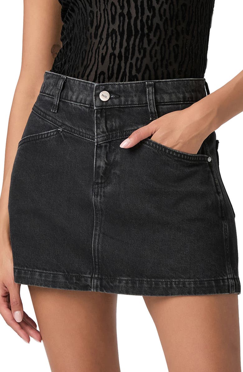 PAIGE Ryder Angled Pocket Denim Miniskirt, Alternate, color, Coal Black