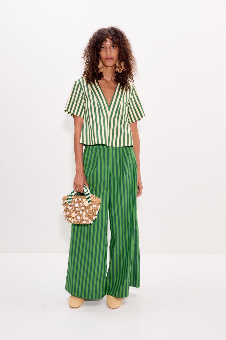 Front Pleat Poplin Pant, Main, color, Gummy Green / Moss