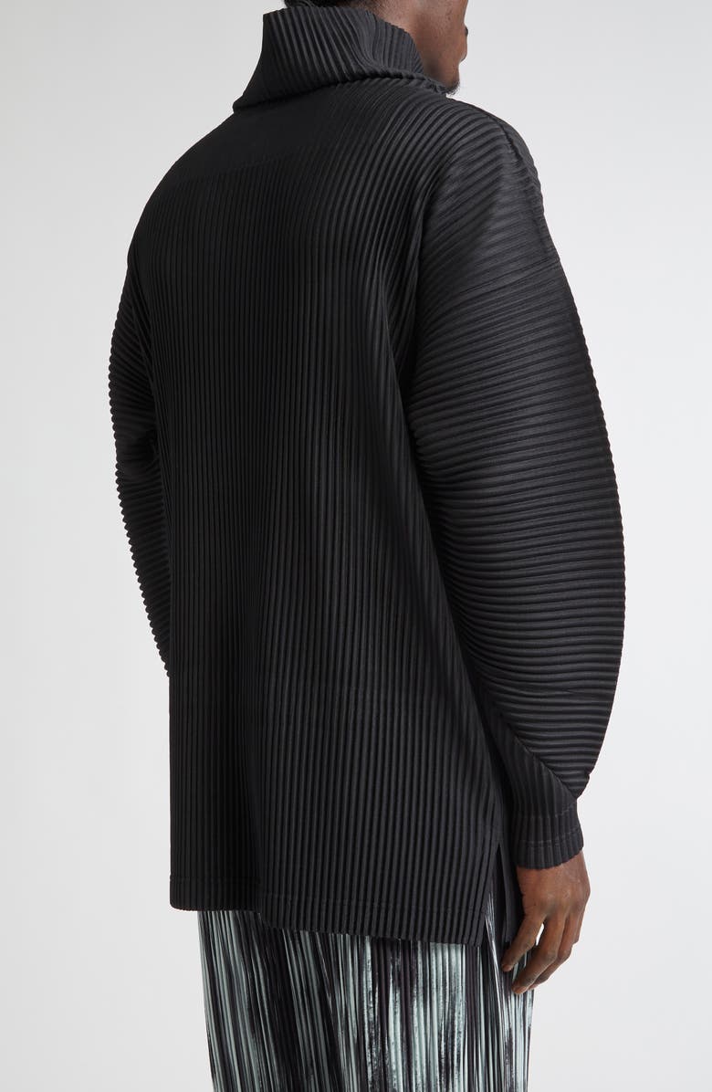 Homme Plissé Issey Miyake Monthly Colors October Pleated Turtleneck Top, Alternate, color, Black